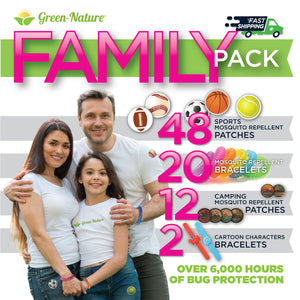 Green Nature Family Pack Mosquito Repellent Bracelets and Patches