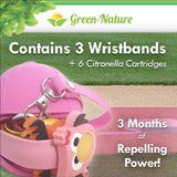 Green-Nature Mosquito Repellent Slap Bracelet , Wristband 3 Pack with Cartoon Figures Pink Hat - the green nature store